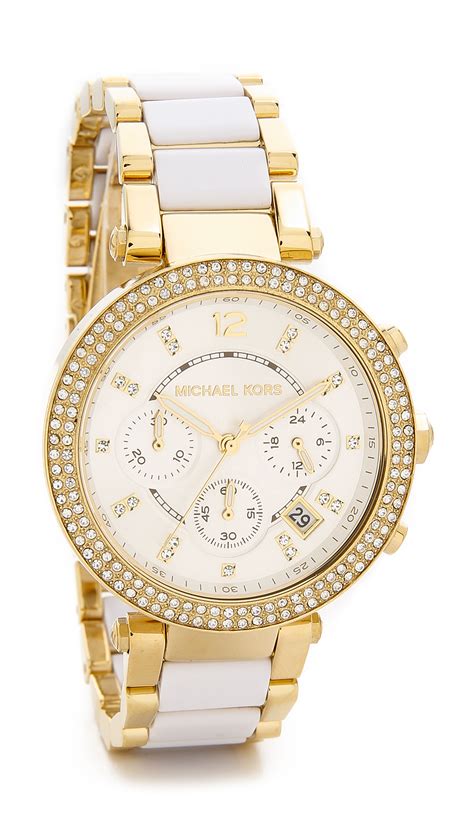 michael kors white gold watch|Michael Kors gold tone watch.